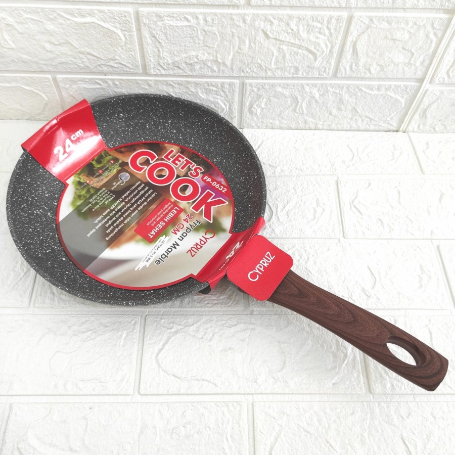 Cypruz Fry Pan Marble Panci Wajan Penggorengan Induksi Anti Lengket 24 cm FP-0632