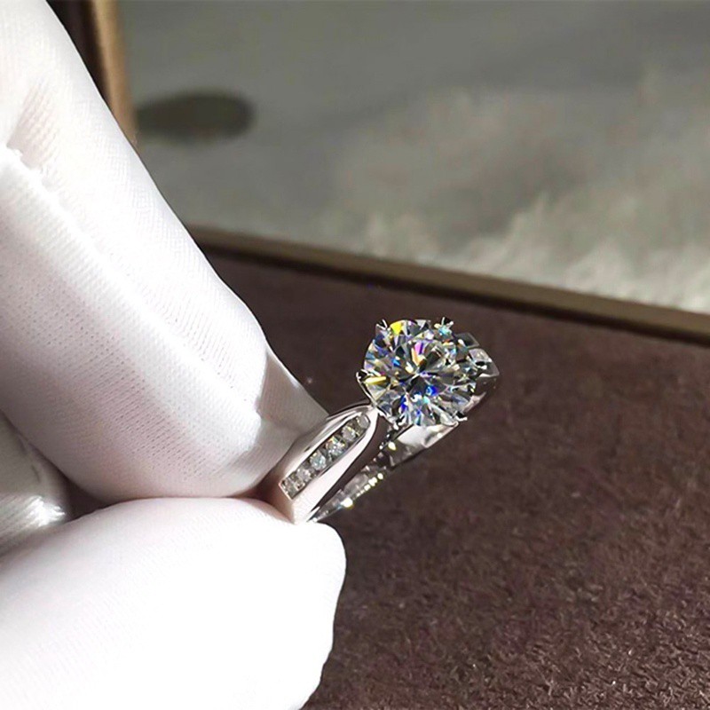 Cincin Sterling Silver 925 dengan Cubic Zircon Lapis Emas untuk Wanita