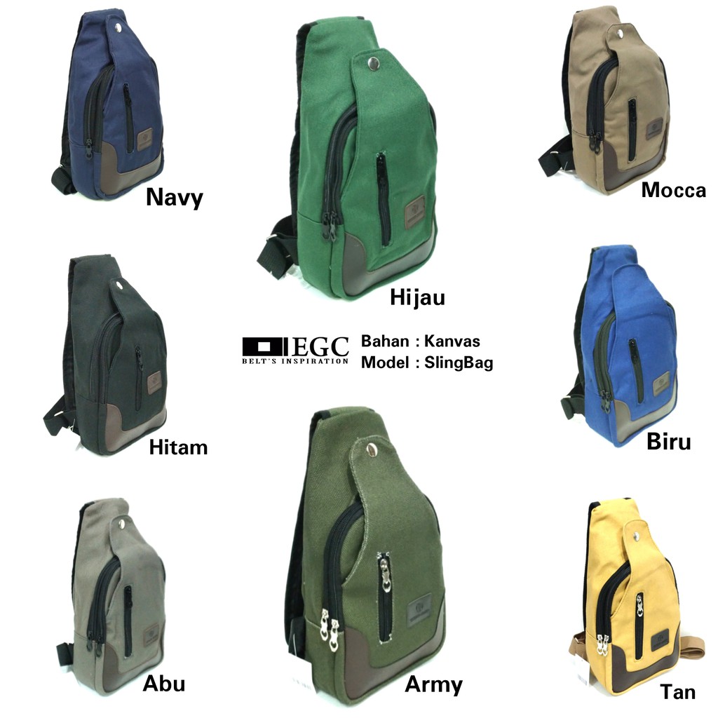 Tas Selempang Kanvas Pria Slempang Sling Bag Cowok Travel Bag Laki Tas Kecil Cowo - SLING-BAG-GA-KANVAS-KULIT