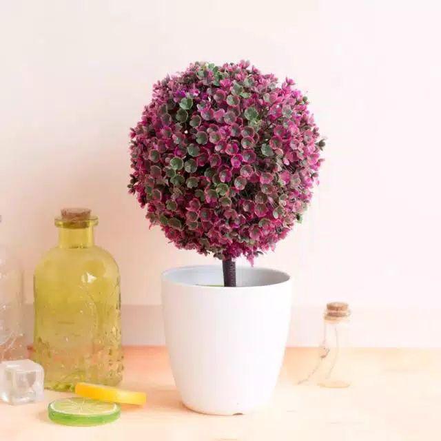 NM348 Bunga plastik / Pajangan bunga Artifisial / Vas Bulat-Ungu