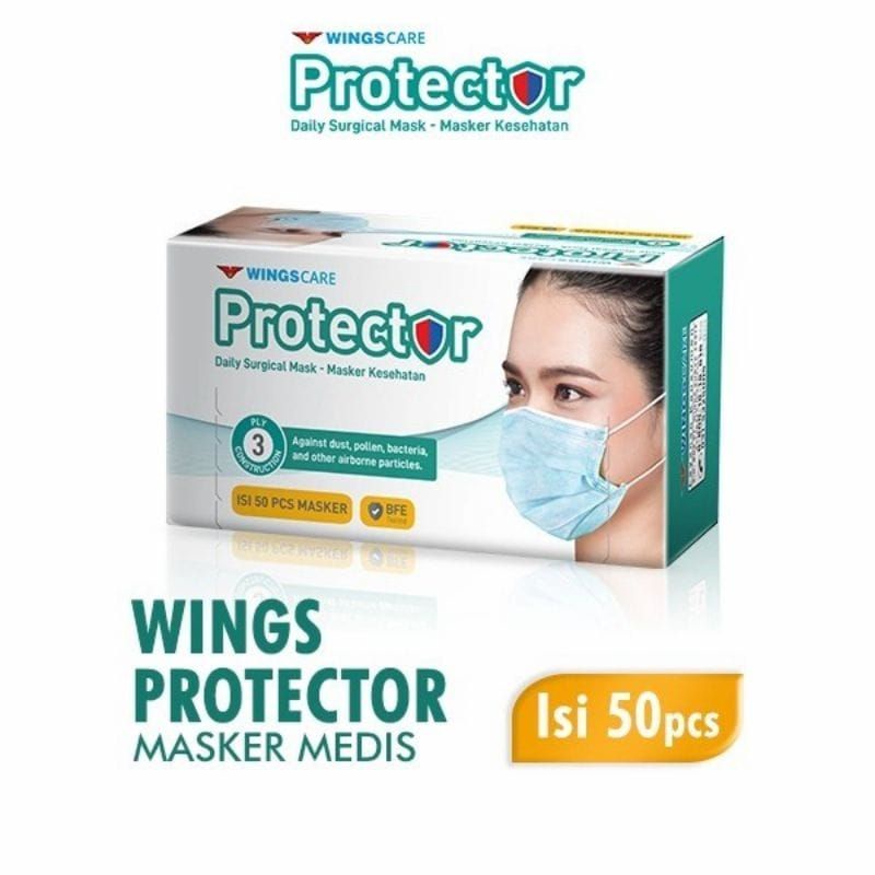 Masker Wings Care Protector / Masker Wings Care Protector Surgical Earloop isi 50 Original / Masker 