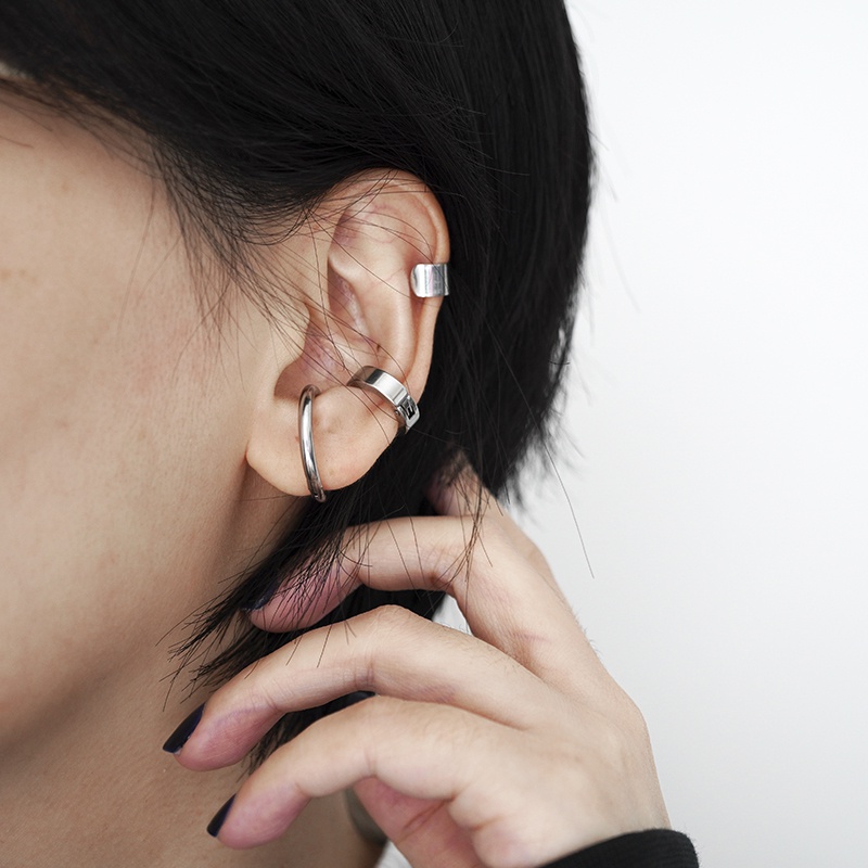 Three-piece Earrings Glossy Ear Bone Clip Accessories Simple Hip Hop Trend