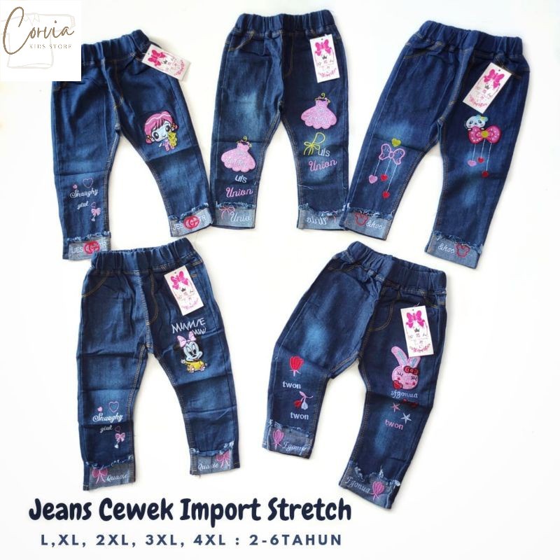 Celana Jeans Levis Anak Perempuan Bordir 2 - 5/6Tahun