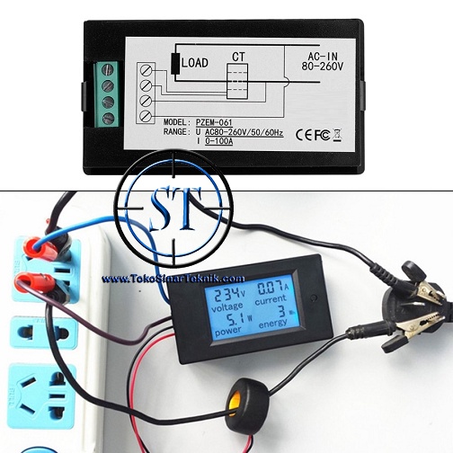 AC Multi 4in1 Meter LCD Voltmeter Ammeter Watt Energy kWh PLN Genset 100A