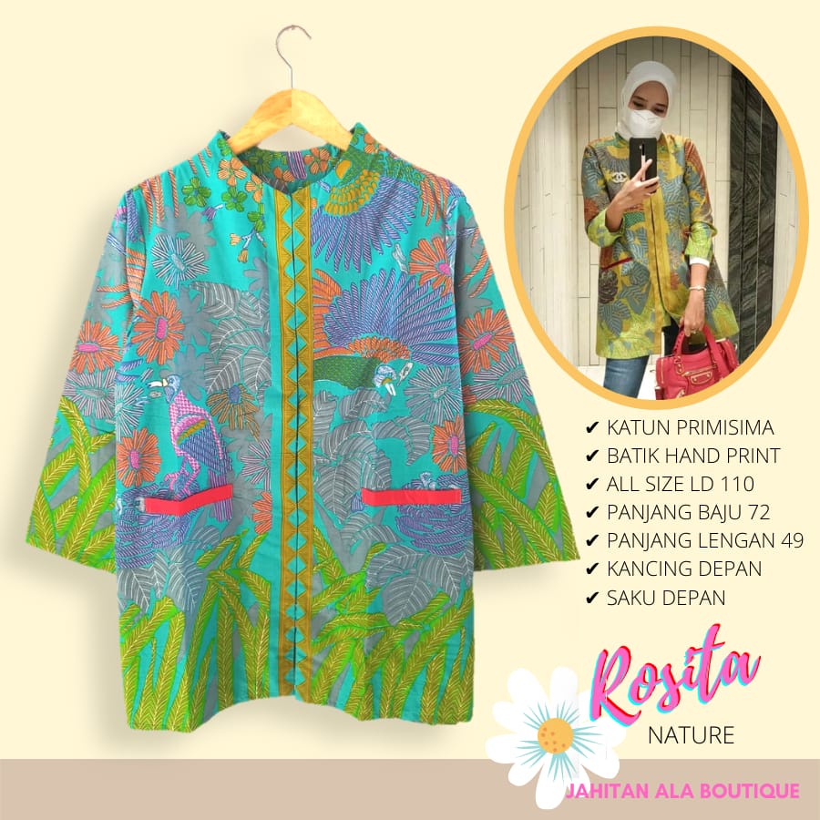 Blus rosita nature batik solo blus kerja cantik