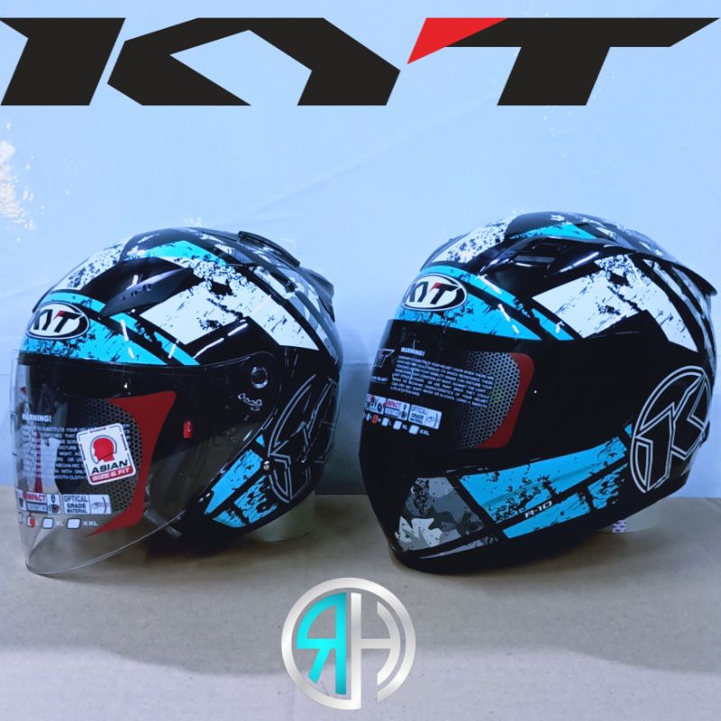 Paket ( Couple ) Helm KYT R-10 Seri #3  + KYT galaxy Flat R motif Seri #3 Size M - L - XL