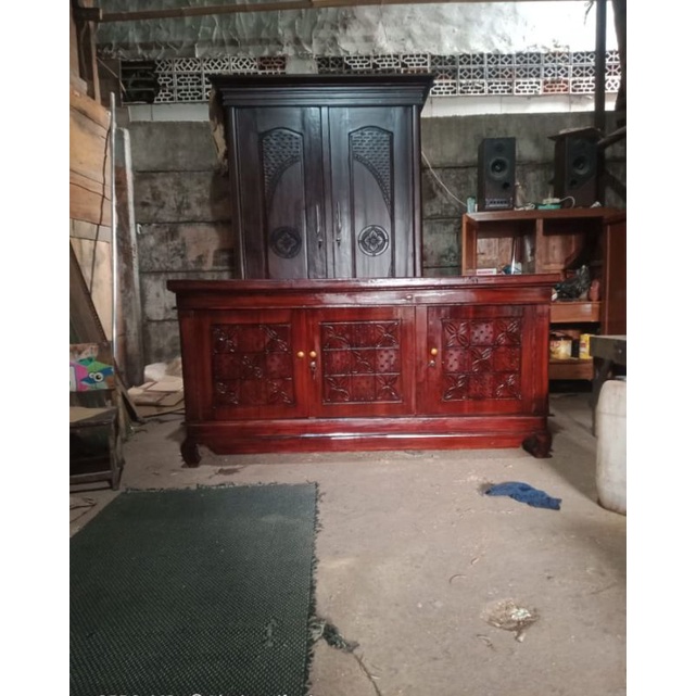 bufet tv datar jati 3 pintu