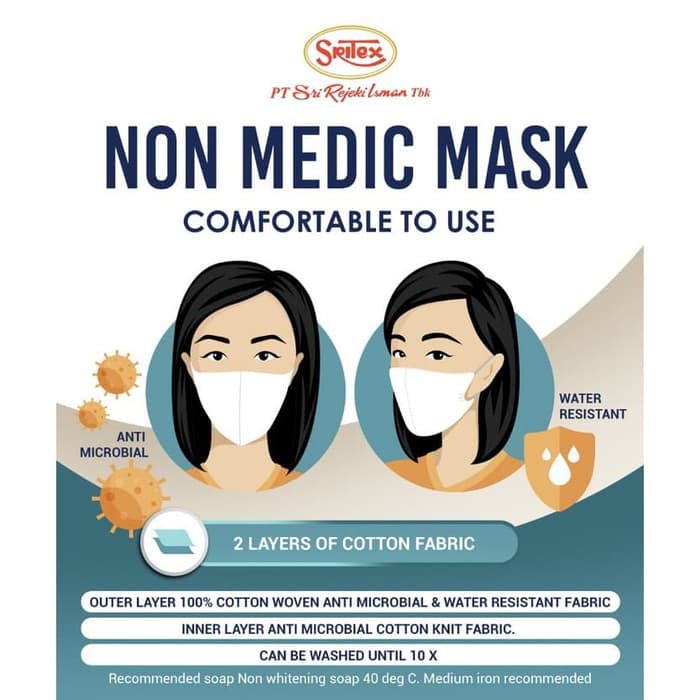 Masker Kain Anti Polusi Rewashable 1 PCS Sritex White