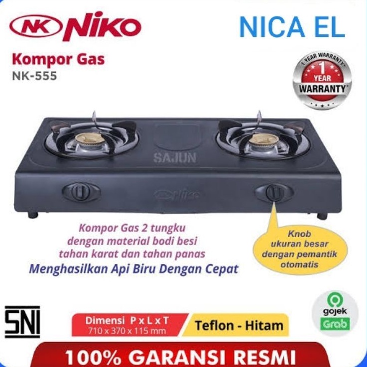 Niko Kompor Gas 2 Tungku Teflon NK-555