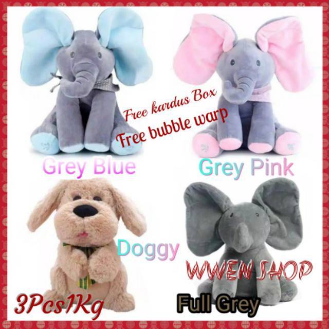 Peek a Boo &amp; Sing Elephant Doll Mainan Boneka Unicorn Gajah dan BabyShark Bermain Cilukba +Bernyanyi