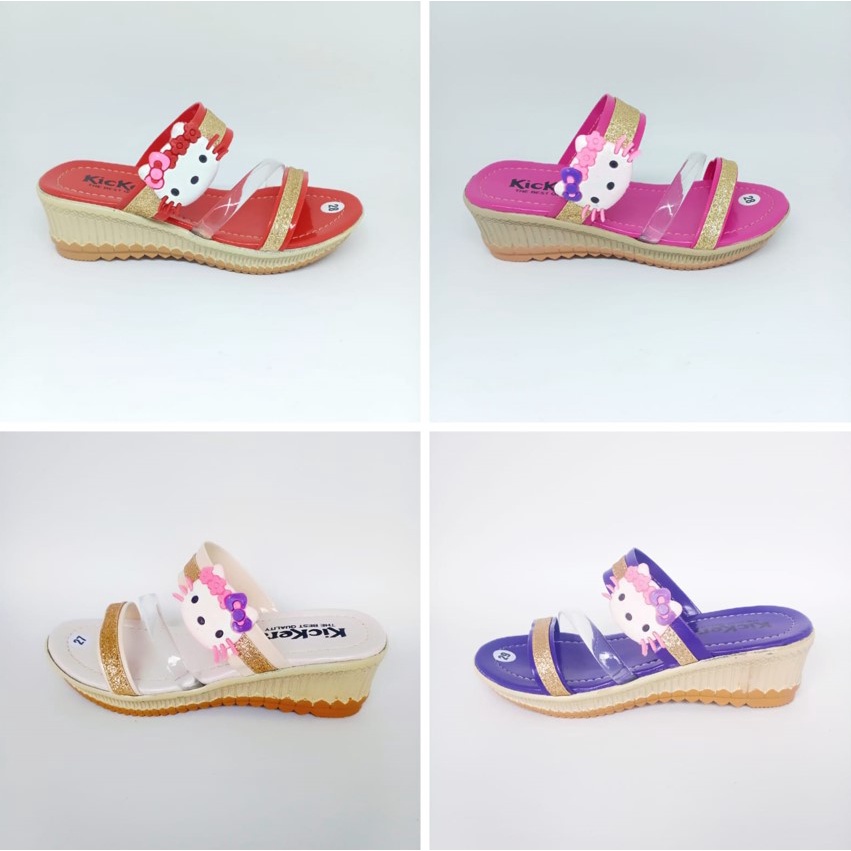 Sandal Anak Perempuan Kickers Selop Wedges 26 - 35 HK Hak 3 Cm Casual Fashion N14