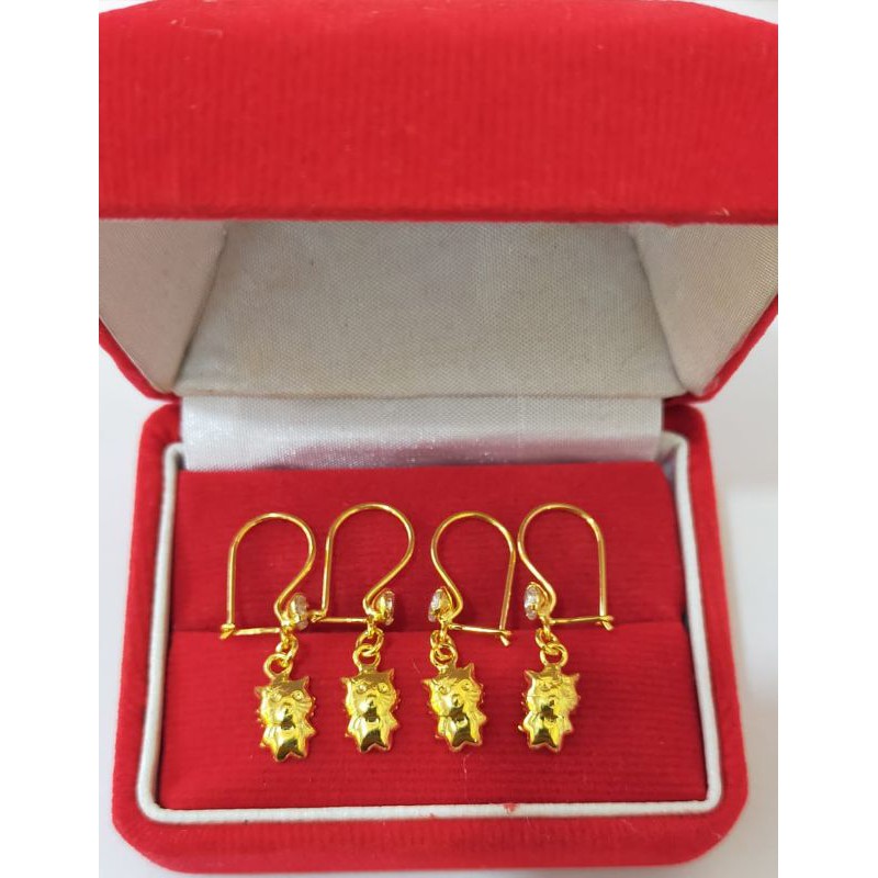 Anting Gantung Character polos, Perak 925, Sepuh Emas Kuning