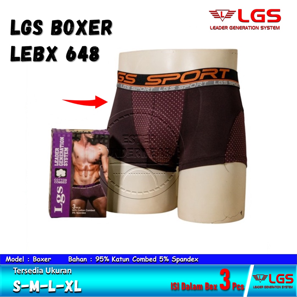 Celana Boxer Pria LGS 648 ISI 3Pcs|Celana Boxer LGS SPORT