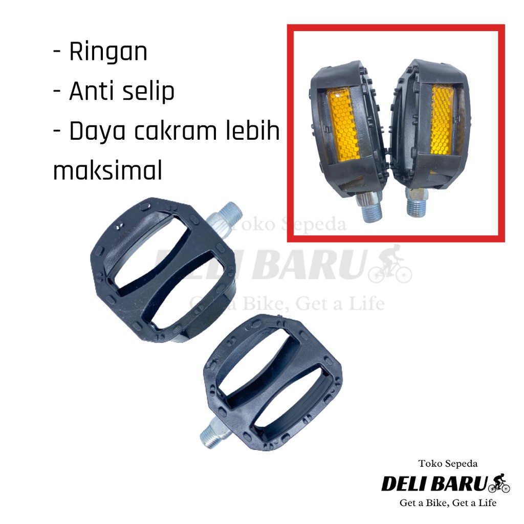 Pedal sepeda anak 12 16 18 as kecil hitam Genio