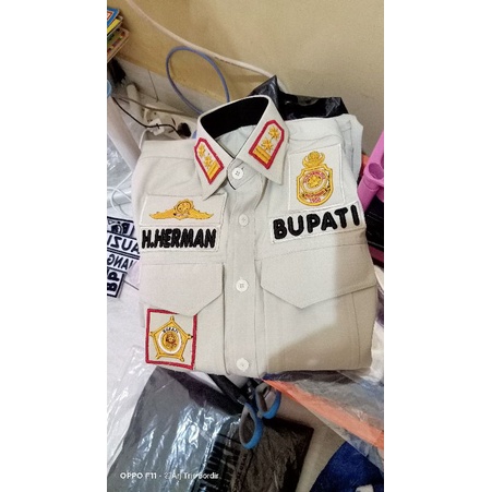 Kemeja Cream Terbaru Bahan Luster+Bordir 3D