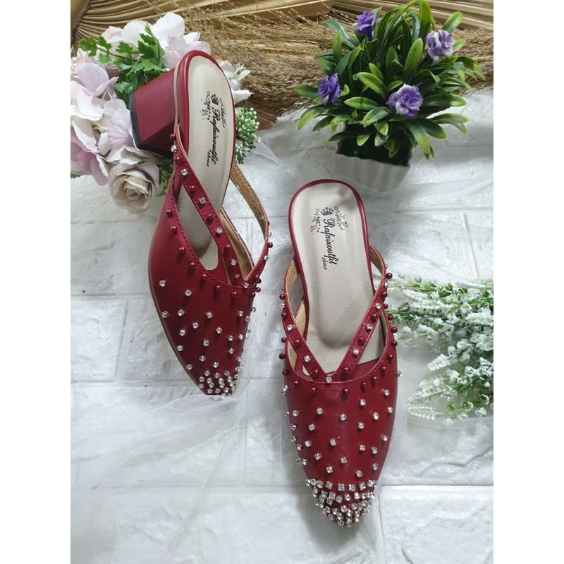 sepatu angel merah marron tinggi 5cm