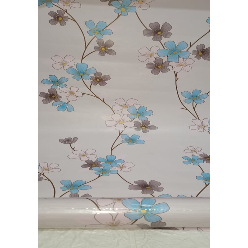 Wallpaper Dinding Motif Pink Bunga 8Mx45cm 1 roll