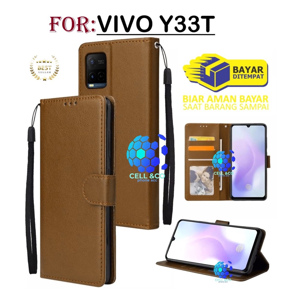 VIVO Y33T CASE FLIP LEATHER WALLET PREMIUM FLIP CASE BUKA TUTUP KESING HP CASING FLIP CASE WALLET VIVO Y33T