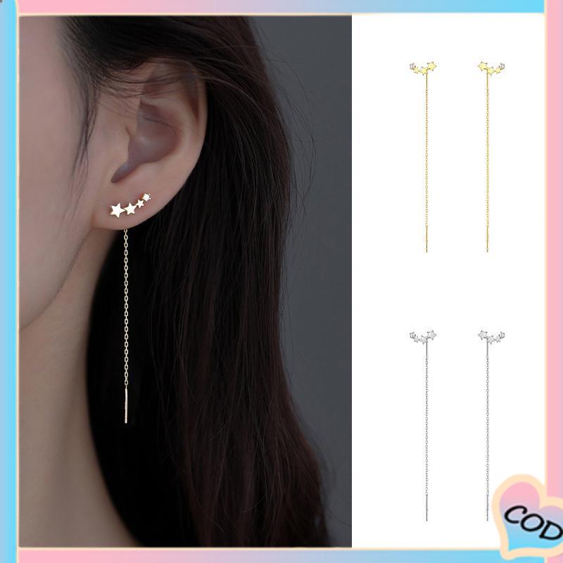 COD❤️ Star Rumbai Anting Gantung Rantai Panjang untuk Aksesoris Perhiasan Fashion Wanita-A.one