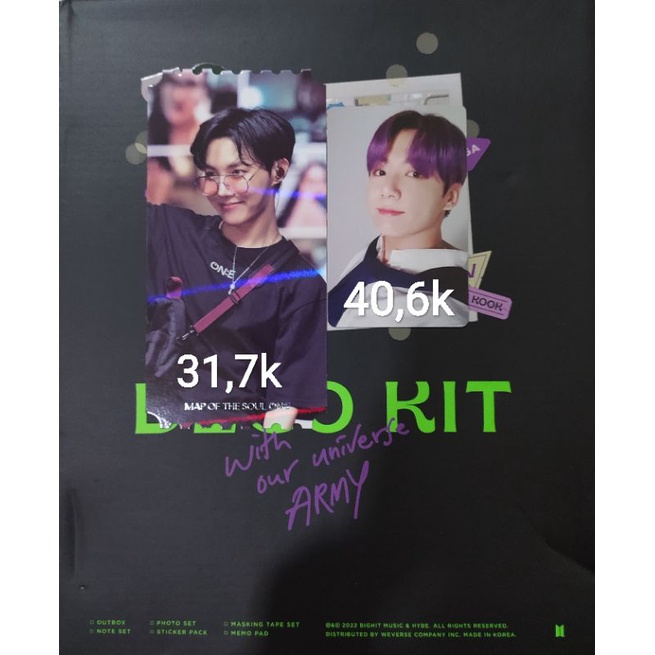 Photocard Official BTS Jhope Hobi Jk Jungkook Holo Ticket Mots One Deco Kit
