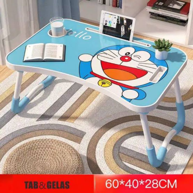 Meja Laptop Lipat Karakter DORAEMON MDF Besar Meja Laptop Impor Jumbo Premium Super Murah
