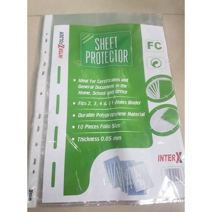 

HOT SALE PP POCKETS / SHEET PROTECTOR INTER X FOLDER CLEAR F4 (ISI 10 SHEET) Terjamin