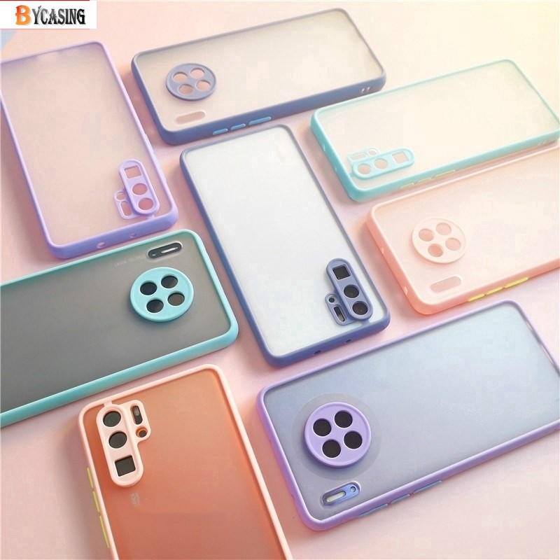 Case Pelindung Lensa Kamera Bahan Akrilik Matte Warna Kontras Untuk Huawei Nova 7i 7se 5t 3i Y9S Y9 Prime 2019 P30 Pro