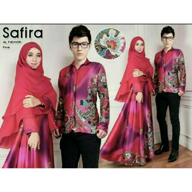 Setelan Batik Couple/Pasangan Sutra Syar'i Safira Pink Resmi/Formal