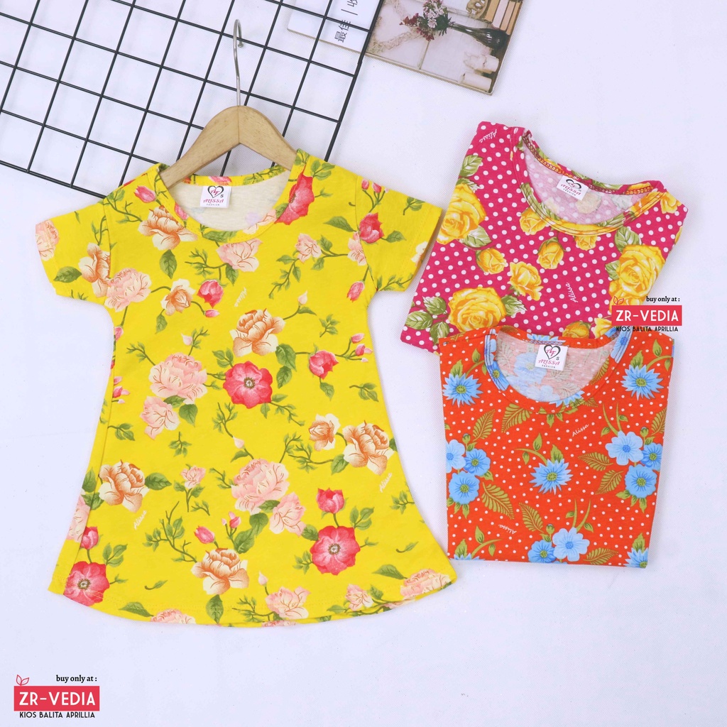 Dress Amirah uk 1-2 Tahun / Lengan Baju Tidur Balita Anak Perempuan Adem Kaos Lucu Dres Harian Murah kiosbalitaaprilia