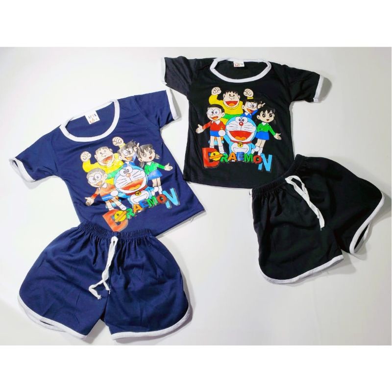 baju anak 1 stelan kaos DORAEMON