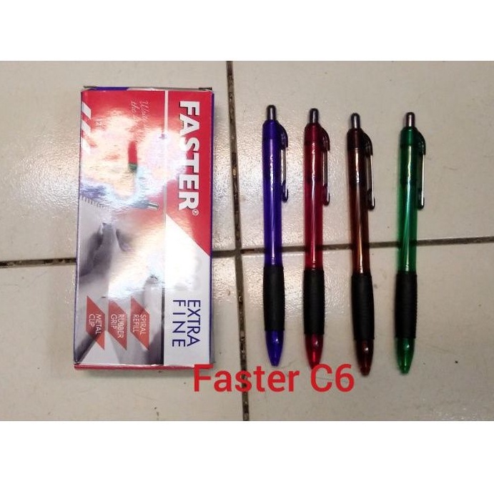 

Pulpen Cetek Merek Faster C6 Tinta Hitam