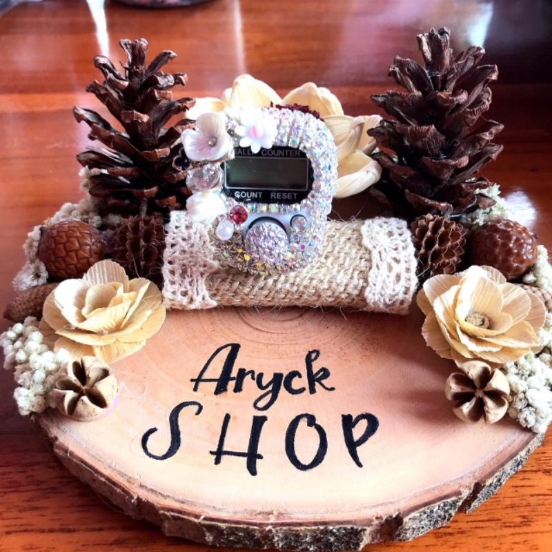 CHAIN AB SILVER BUNGA Tasbih digital cincin hias Swarovski blink blink Tasbeh hitung dzikir