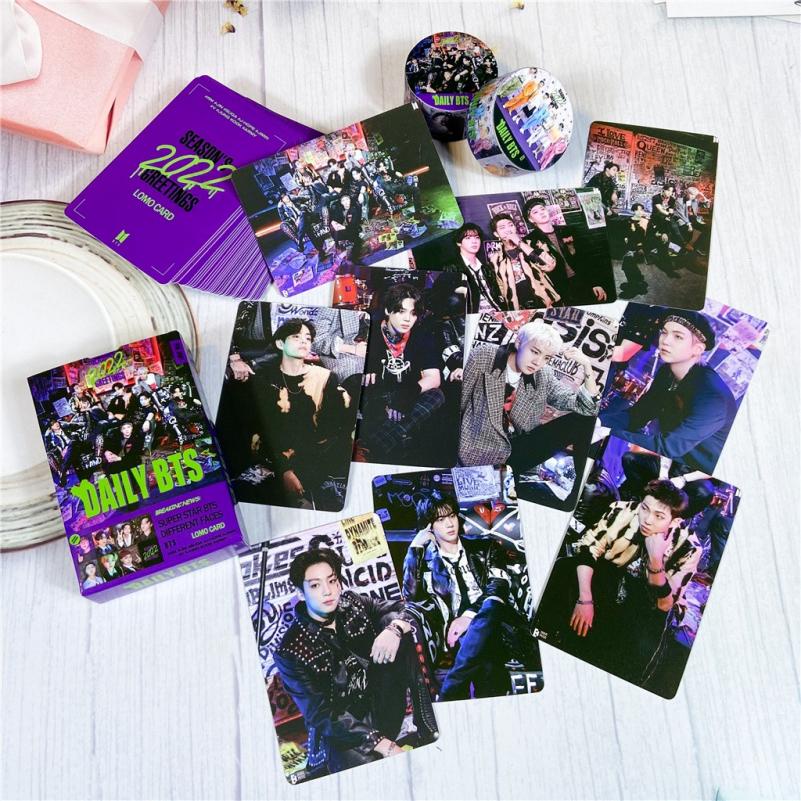 55pcs / set Kartu Lomo Foto HD KPOP BTS 2022 Season 's Untuk Koleksi