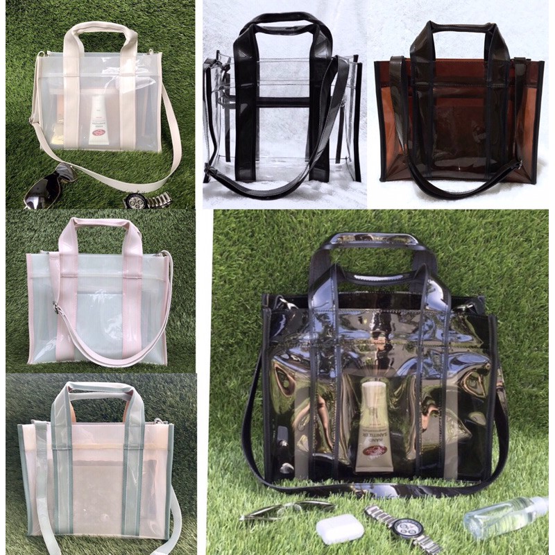 Tas mika new normal premium / tas multifungsi / Rachel bag / tas transparant hitam / tas anti corona