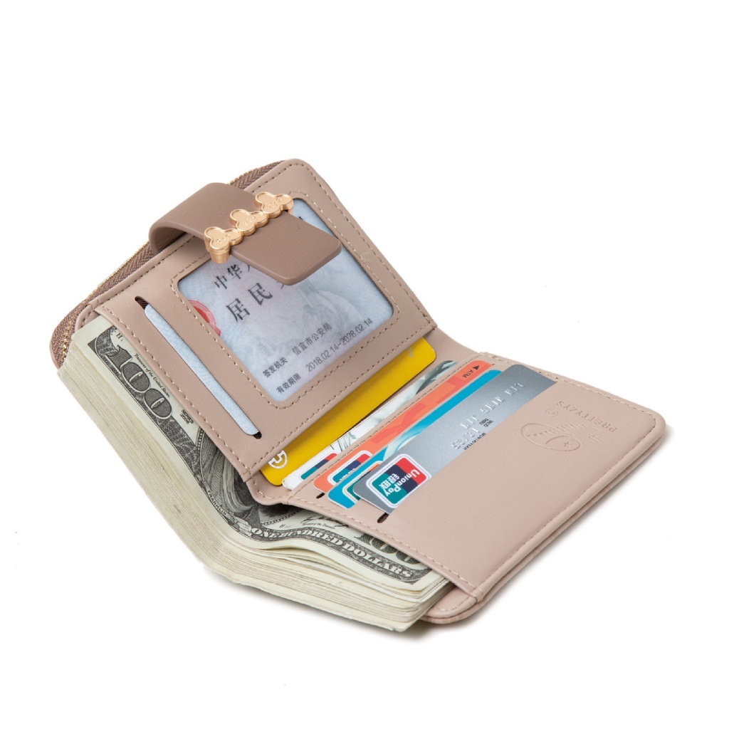 DOMPET LIPAT PRETTYZYS WANITA IMPORT ORIGINAL KULIT COKLAT DUERENA WA539B7 KARTU MINI PENDEK SIMPLE LUCU PREMIUM KOREA REMAJA KEKINIAN CEWEK FASHION MURAH