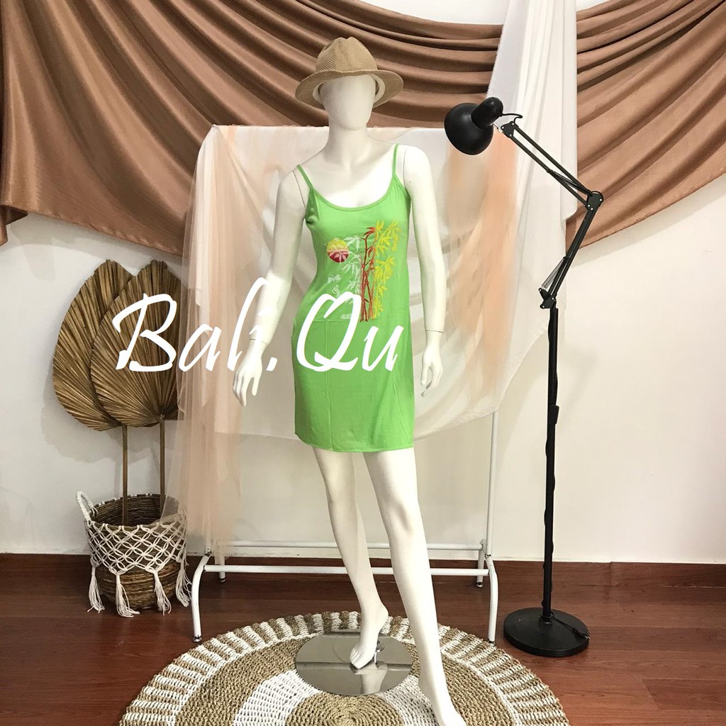 Daster  Tali Satu Sablon Bambu Bali-HIJAU STABILO