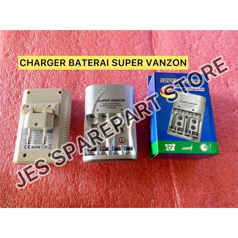 CHARGER BATERAI SUPER VANZON AA AAA &amp; 9V