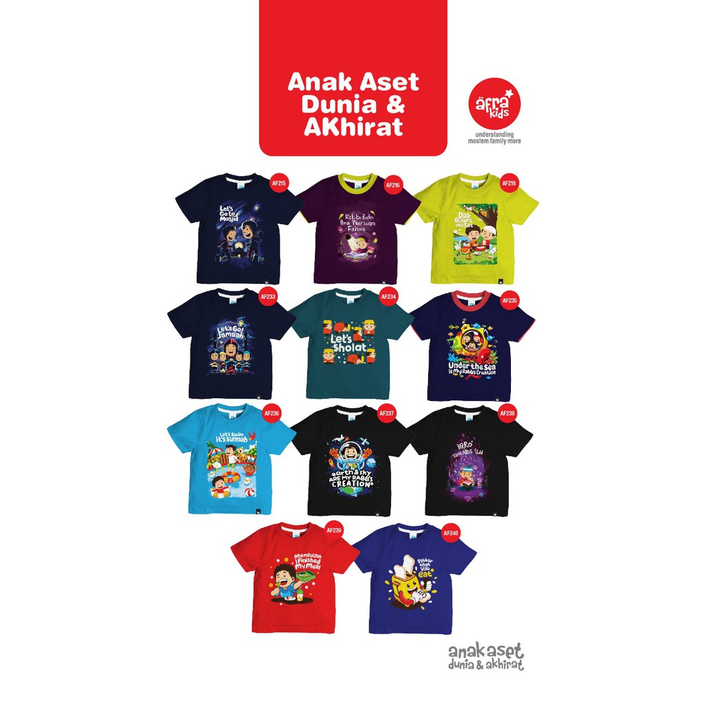 Kaos Anak Afrakids AF215 &quot;Let's Go To Masjid&quot; Lengan Pendek