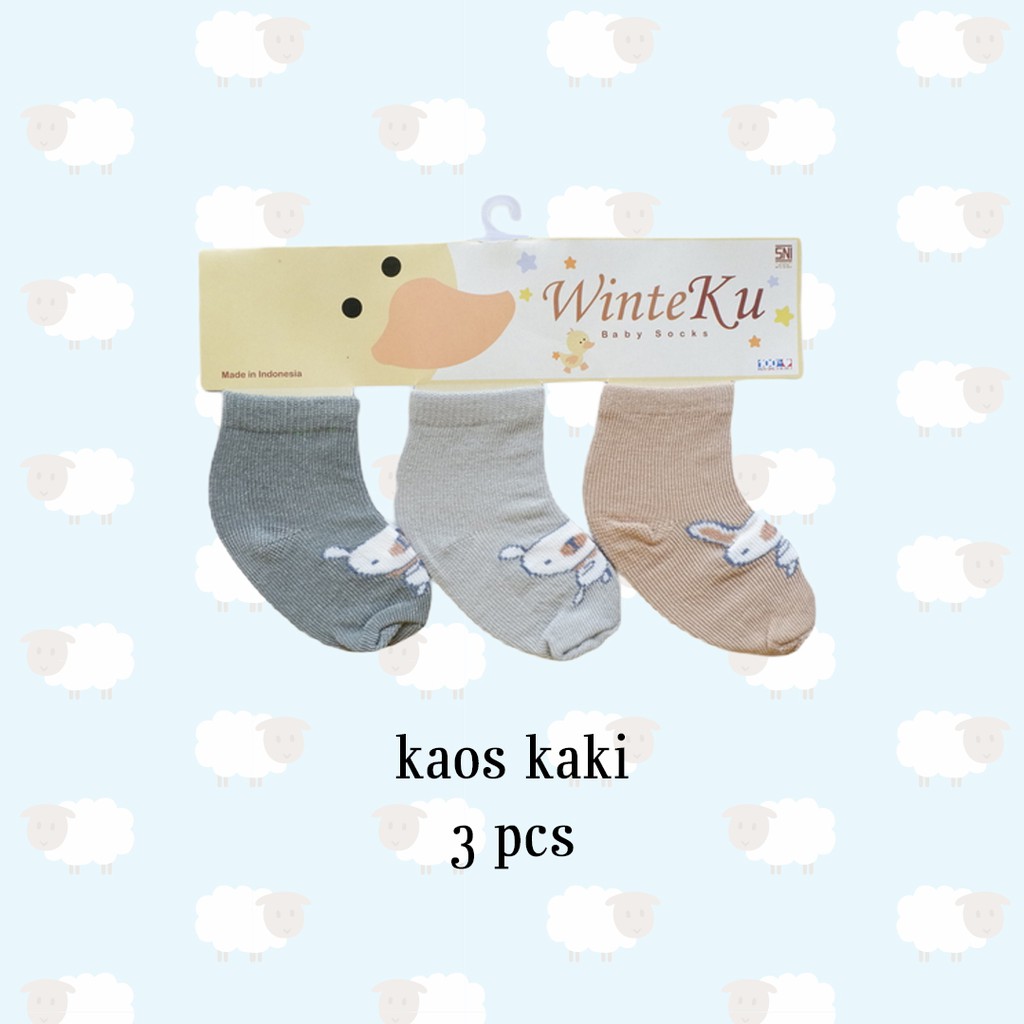 ISI 3 PASANG Winteku Baby Socks | Kaos Kaki Bayi Cewek Cowok