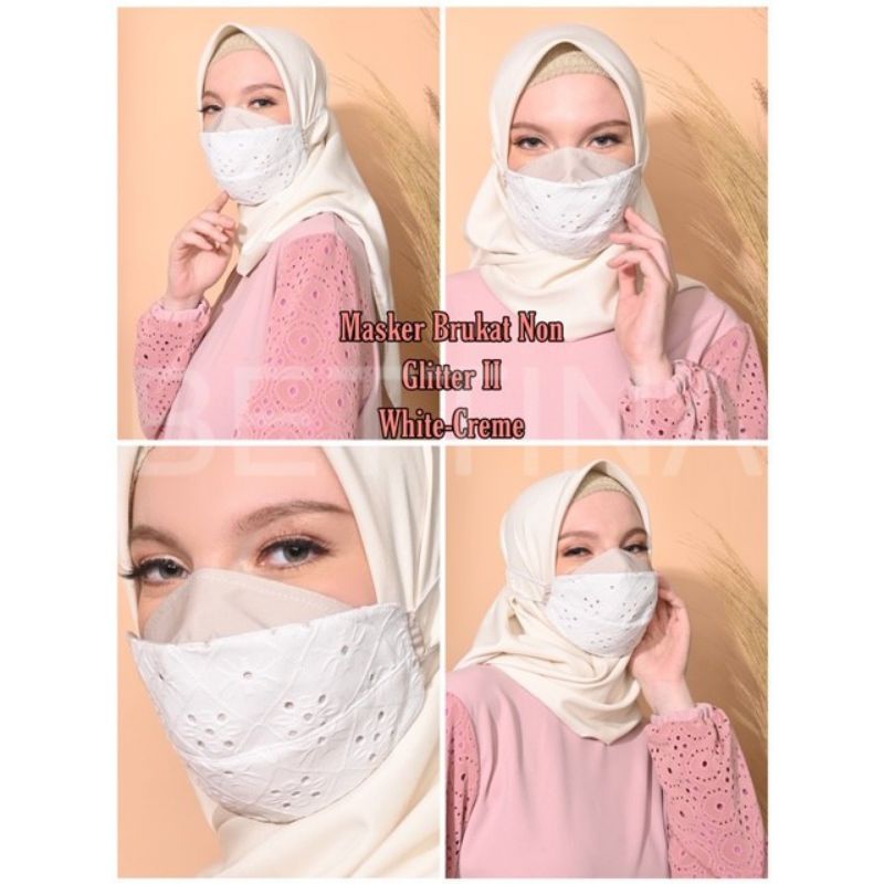 MASKER HIJAB KAIN BRUKAT NON GLITER MASKER PESTA MASKER LEBARAN MASKER NON MEDIS MASKER WANITA MASKER 3D MASKER HIJAB