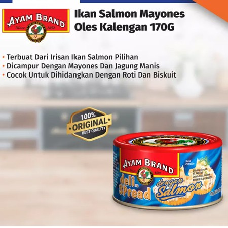 AYAM BRAND SALMON SPREAD 160 GR IKAN KALENG FISH CAN MAYONAISE HALAL