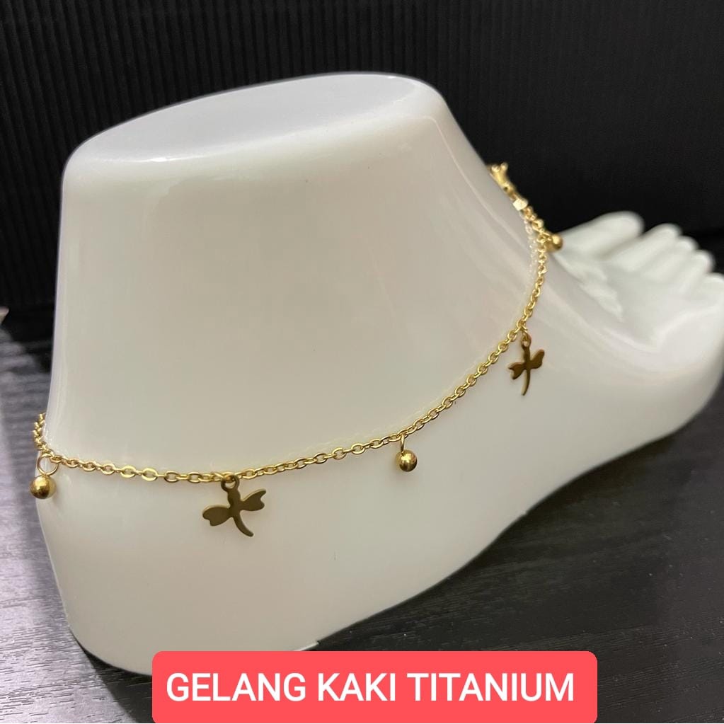 GELANG KAKI TITANIUM WANITA SILVER/EMAS TERLARIS DAN TERMURAH