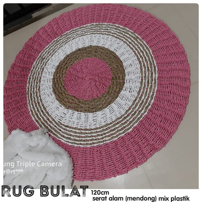 RUG BULAT MENDONG 120CM//RUG MATAHARI//RUG BULAT SEAGRASS//KARPET ANYAMAN//FLOOR MAT