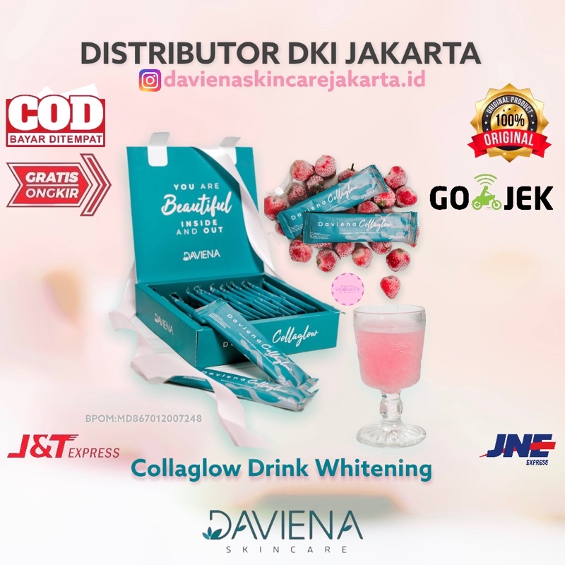 DAVIENA COLLAGLOW COLLAGEN DRINK BY DAVIENA SKINCARE (Minuman Collagen) Suplemen Kulit davienaskincarejakarta vidbeauty pemutih kulit bpom