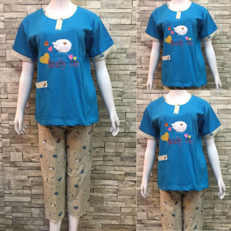 CP SIELIE WARNA | BAJU TIDUR DEWASA| PIYAMA | COD-6019 Biru