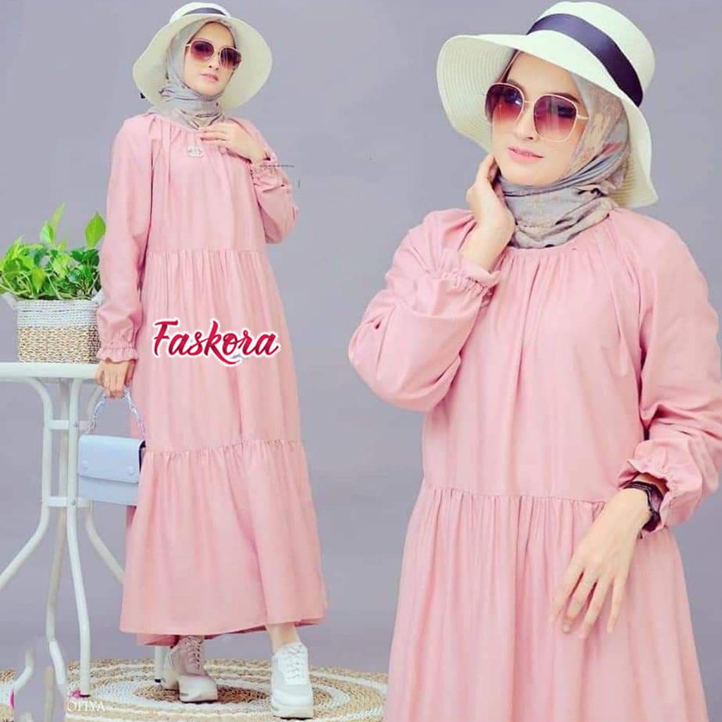 Gamis Polos Premium Jumbo Murah Gamis Hawa Aiwa Syari Dress Muslim Wanita Model Terbaru Rempel