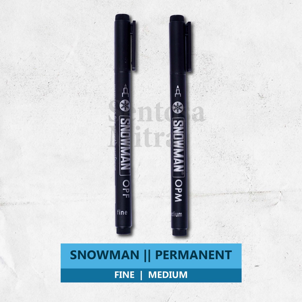 

Spidol Pulpen Permanent Snowman OPM Medium dan OPF Fine tinta hitam Pen bolpen tulis murah