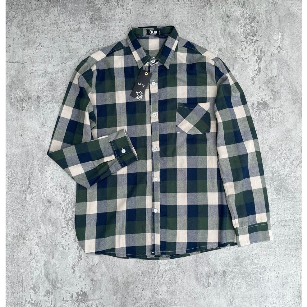 Amspro Kemeja pria kemeja Flanel pria kemeja kasual pria fashion pria