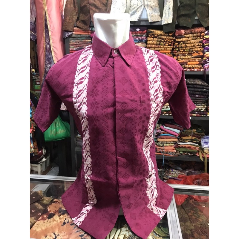 kemeja pria batik polosan tangan pendek