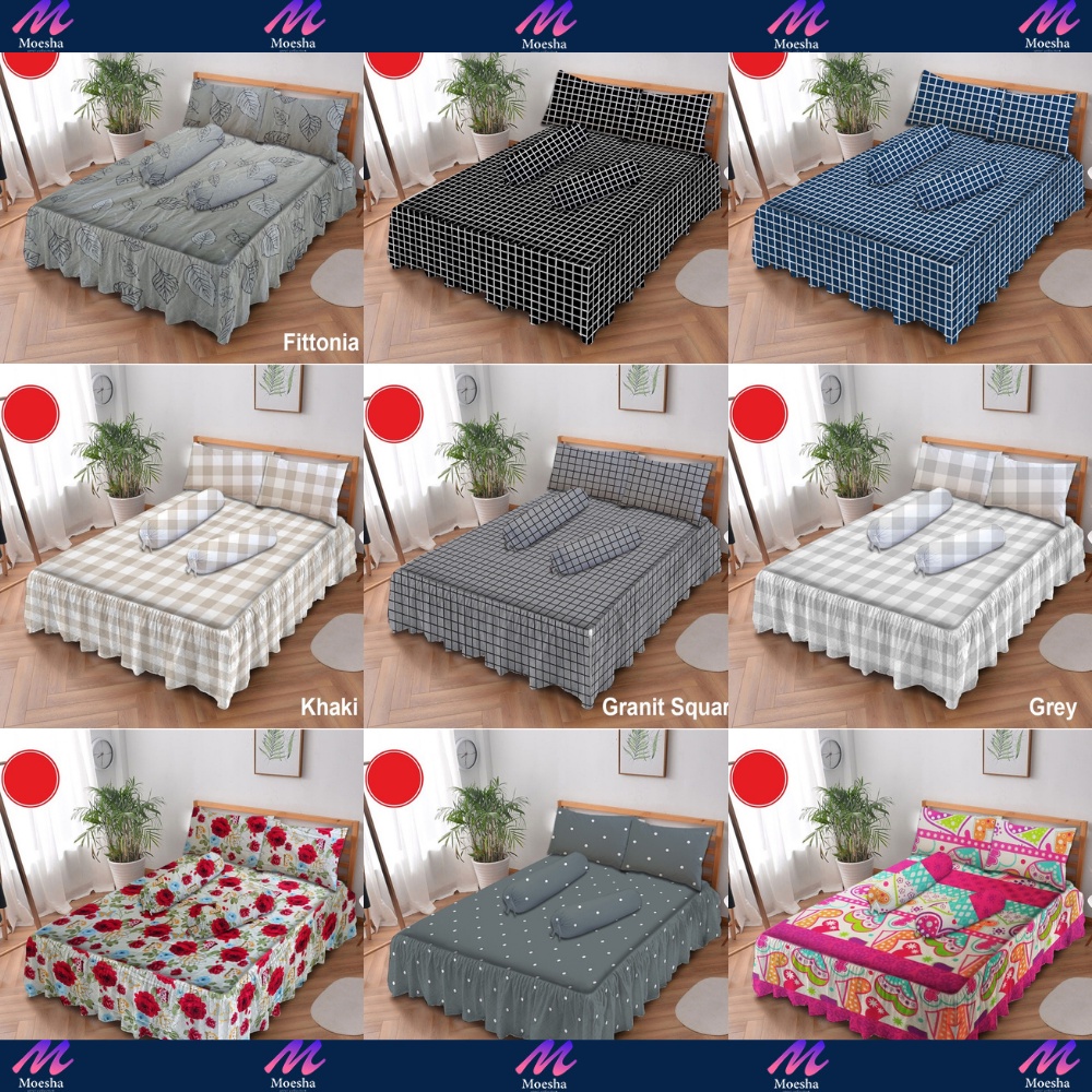 Sprei Rumbai Riject Random Motif Kotak Kotak Aesthetic Abstrak dan Bunga